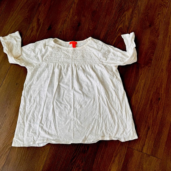Smocked bright white Joe Fresh long sleeve cotton tshirt - Picture 1 of 7